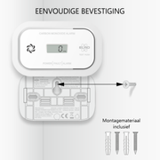 Elro koolmonoxidemelder met digitaal scherm wandmontage via schroeven op achterzijde