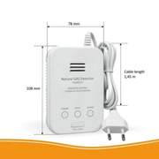 Elro gasmelder aardag (methaan) 230V afmetingen