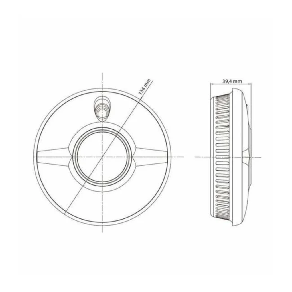 Technische tekening met afmetingen Fire Angel combimelder rook/co 