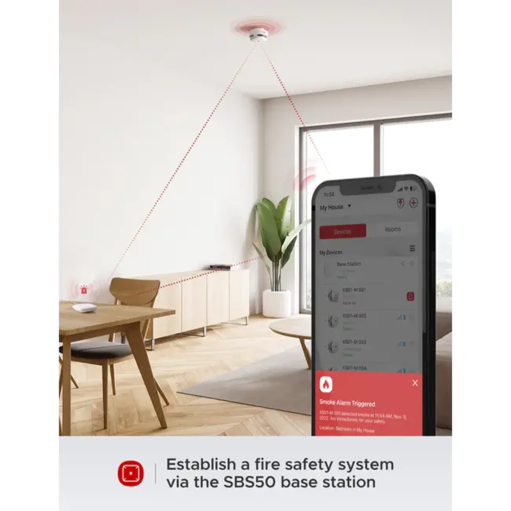 Notificatie op smartphone nadat X-Sense rookmelder Link+Pro rook detecteert