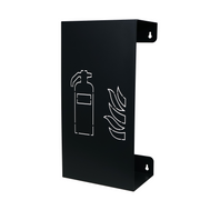 Design brandblushouder antraciet of donkregrijs met laser cutting van brandblusser-symbool