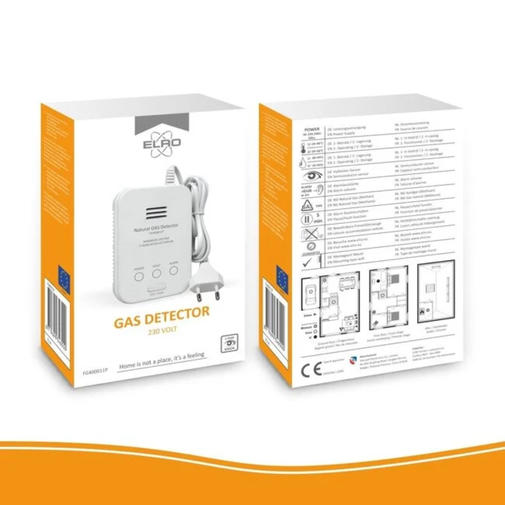 Elro gasmelder aardag (methaan) 230V verpakking
