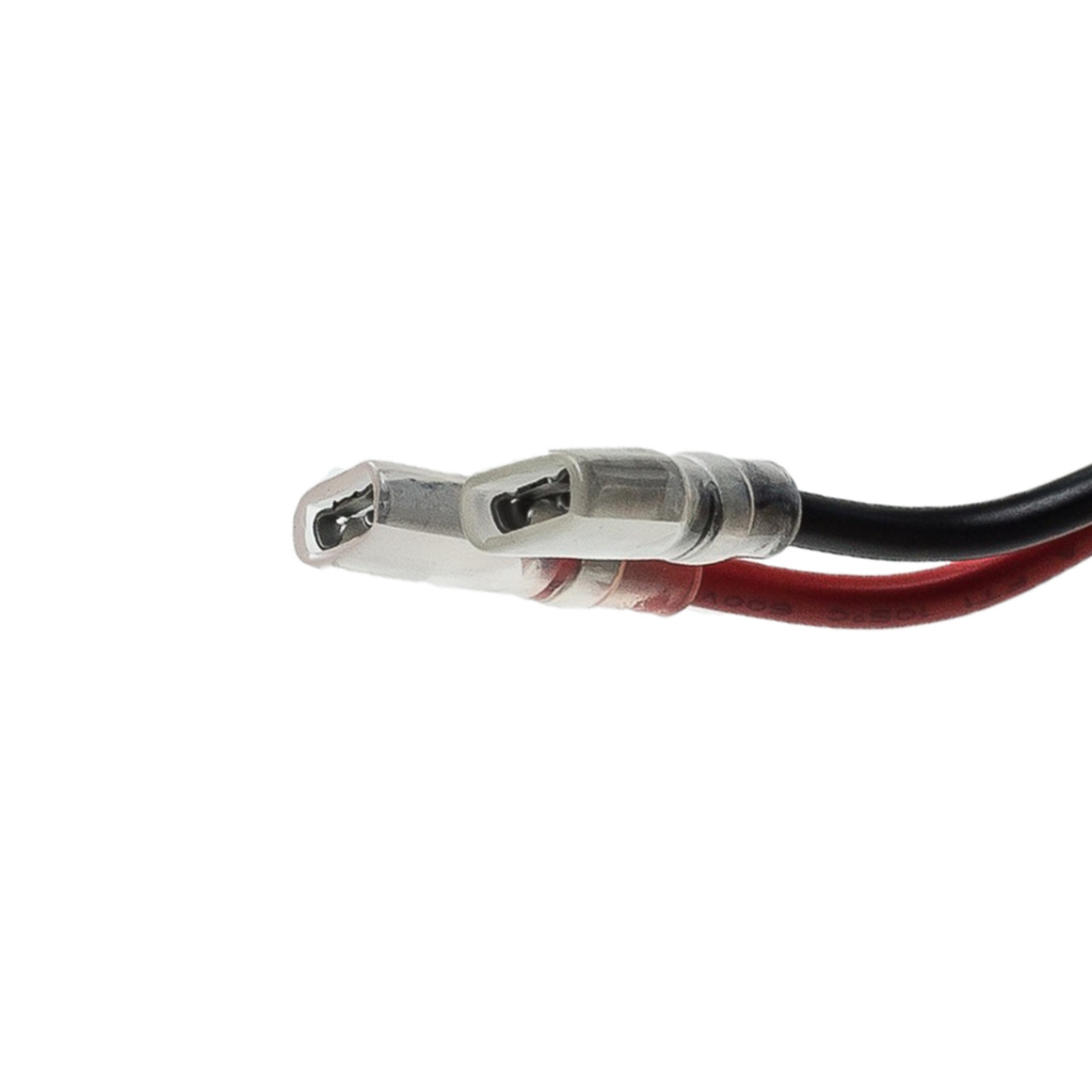 Zwart- en rood draad met female faston harde kern 34cm