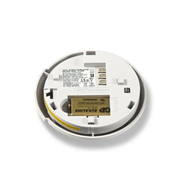 Binnenkant van Fito rookmelder 230V op netspanning draadloos koppelbaar met 9V backup batterij 