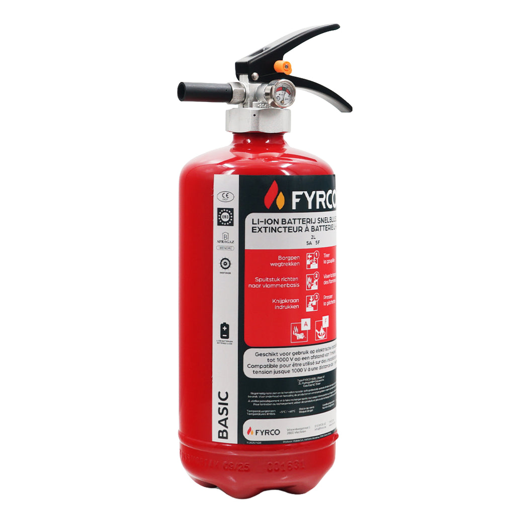 Lithium batterij brandblusser 2l voor blussen van batterijbranden