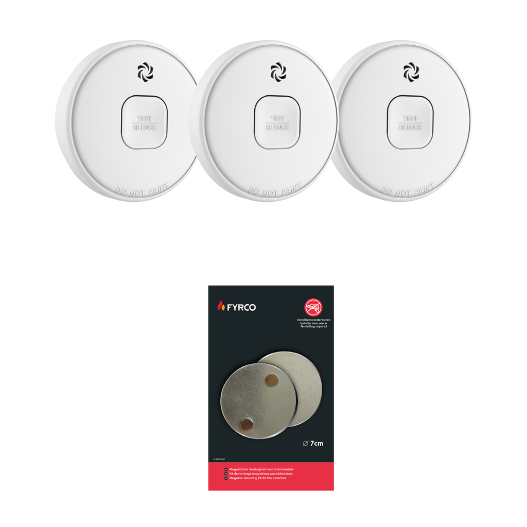 Budgetpakket met 3 Elro rookmelders en magnetische montageset