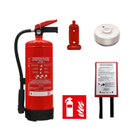 Basispakket met poederbrandblusser 6kg permanente druk, muurbeugel, rookmelder, branddeken en pictogram