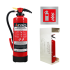 Pakket met schuimbrandblusser fluorvrij 6l, een design brandblushouder wit en een pictogram brandblusser aluminium