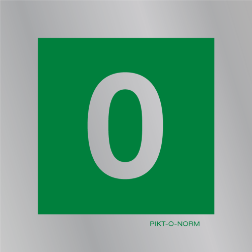 Pictogram verdieping 0 of gelijkvloers groen aluminium volgens ISO 7010