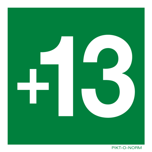 Pictogram verdieping +13 groen volgens ISO 7010