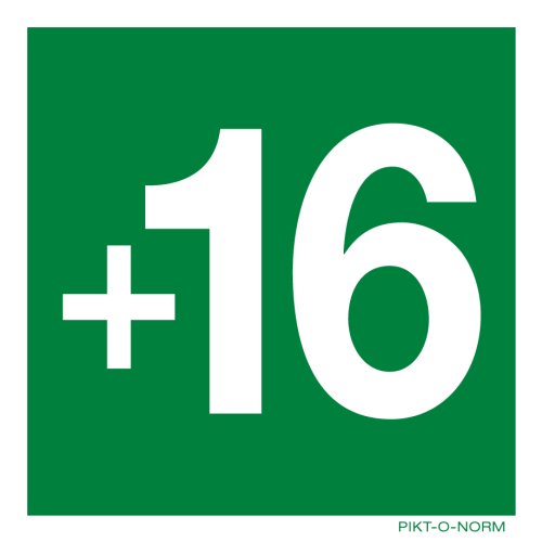 Pictogram verdieping +16 groen volgens ISO 7010