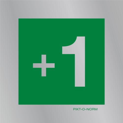 Pictogram verdieping +1 groen aluminium volgens ISO 7010