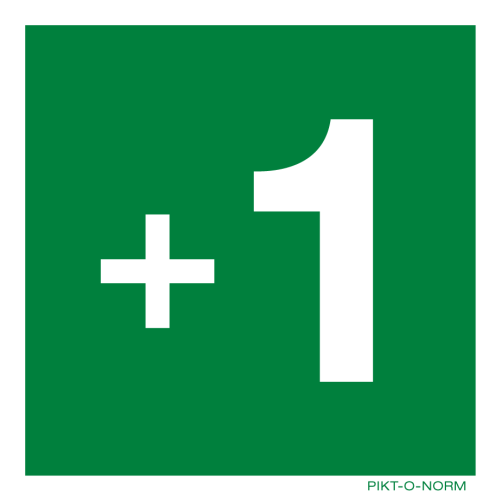 Pictogram verdieping +1 groen volgens ISO 7010