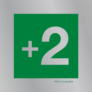 Pictogram verdieping +2 groen aluminium volgens ISO 7010