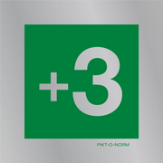 Pictogram verdieping +3 groen aluminium volgens ISO 7010
