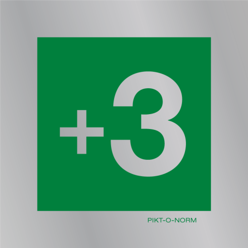 Pictogram verdieping +3 groen aluminium volgens ISO 7010
