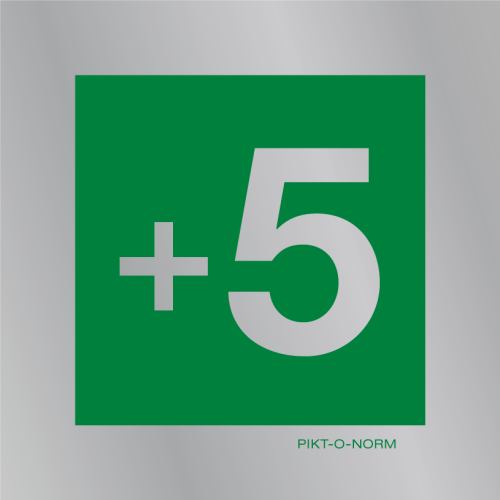 Pictogram verdieping +5 groen aluminium volgens ISO 7010