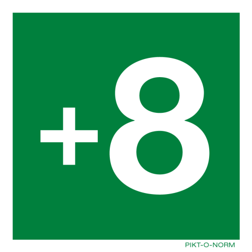 Pictogram verdieping +8 groen volgens ISO 7010