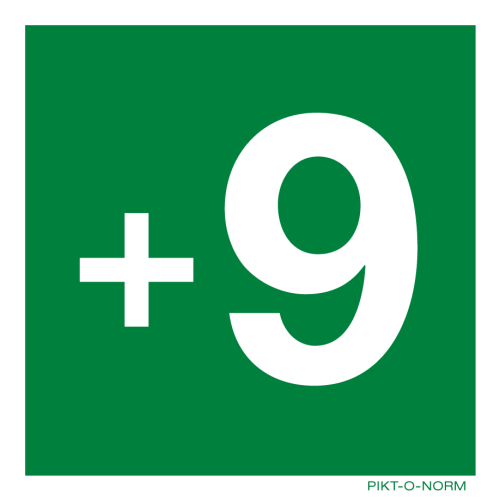 Pictogram verdieping +9 groen volgens ISO 7010