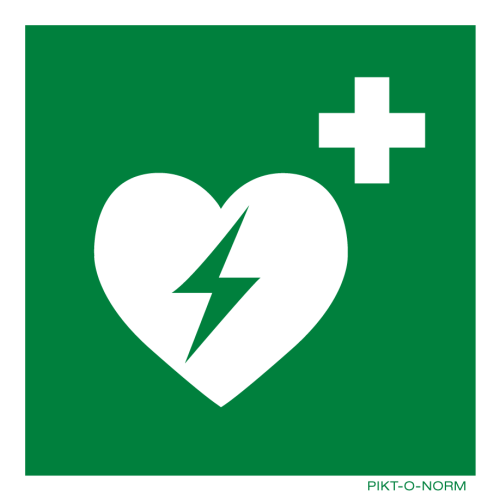 Pictogram AED groen groen wit volgens ISO 7010