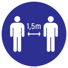 Pictogram afstand houden 1,5m verplicht blauw wit volgens ISO 7010