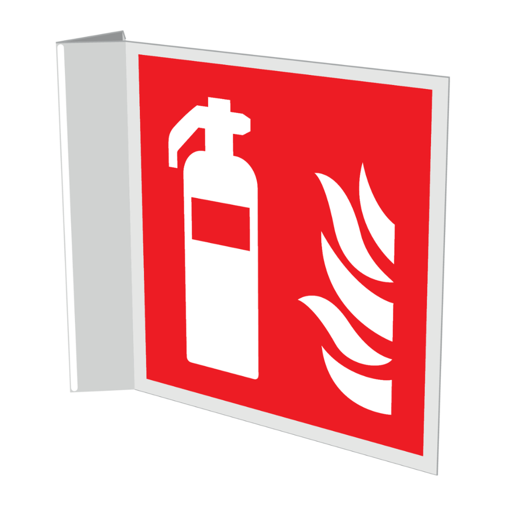 Pictogram brandblusser rood wit pcv haaks gemonteerd volgens ISO 7010