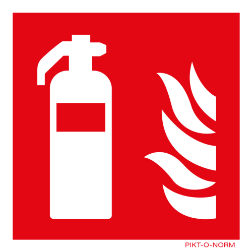 Pictogram brandblusser rood wit volgens ISO 7010 