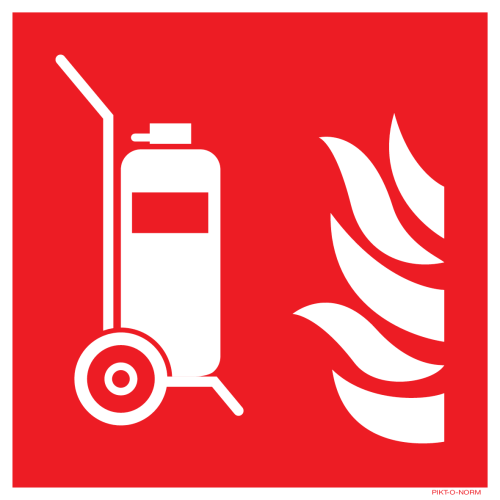 Pictogram brandblusser trolley rood wit volgens ISO 7010