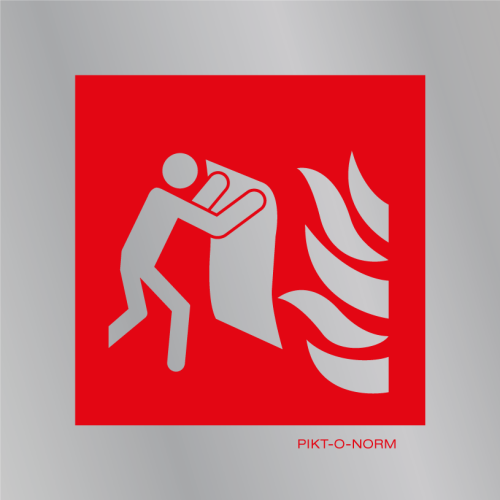Pictogram branddeken rood wit aluminium volgens ISO 7010