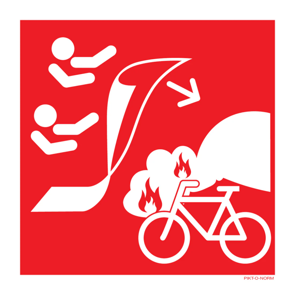 Pictogram elektrische fiets rood wit