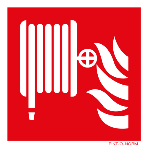 Pictogram brandhaspel rood wit volgens ISO 7010