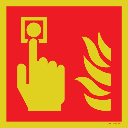 Pictogram brandmelder rood wit luminescerend volgens ISO 7010