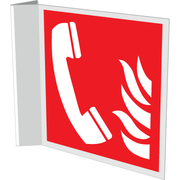 Pictogram brandtelefoon rood wit pvc haaks gemonteerd volgens ISO 7010