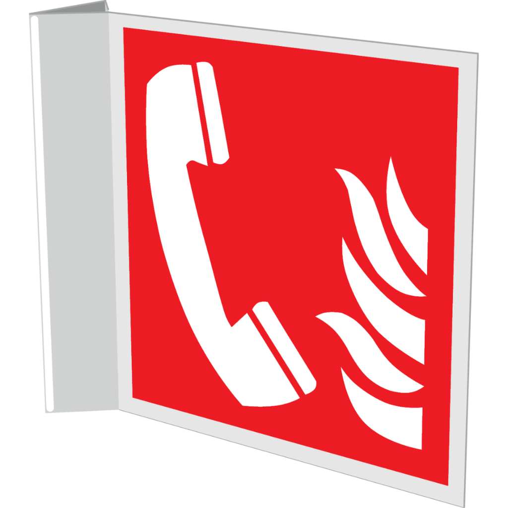 Pictogram brandtelefoon rood wit pvc haaks gemonteerd volgens ISO 7010
