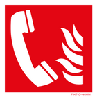 Pictogram brandtelefoon rood wit volgens ISO 7010