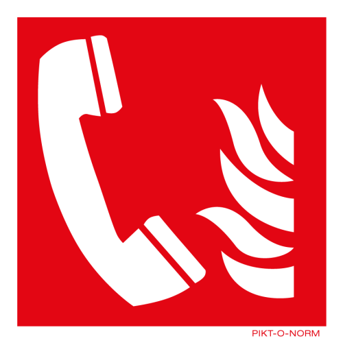 Pictogram brandtelefoon rood wit volgens ISO 7010