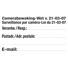 Pictogram camerabewaking tekst sticker zwart wit