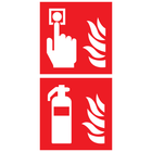 Pictogram combi brandmelder brandblusser rood wit volgens ISO 7010