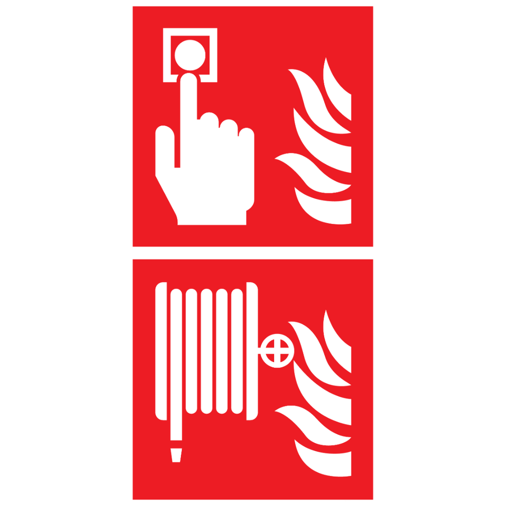 Pictogram combi brandmelder brandhaspel rood wit volgens ISO 7010