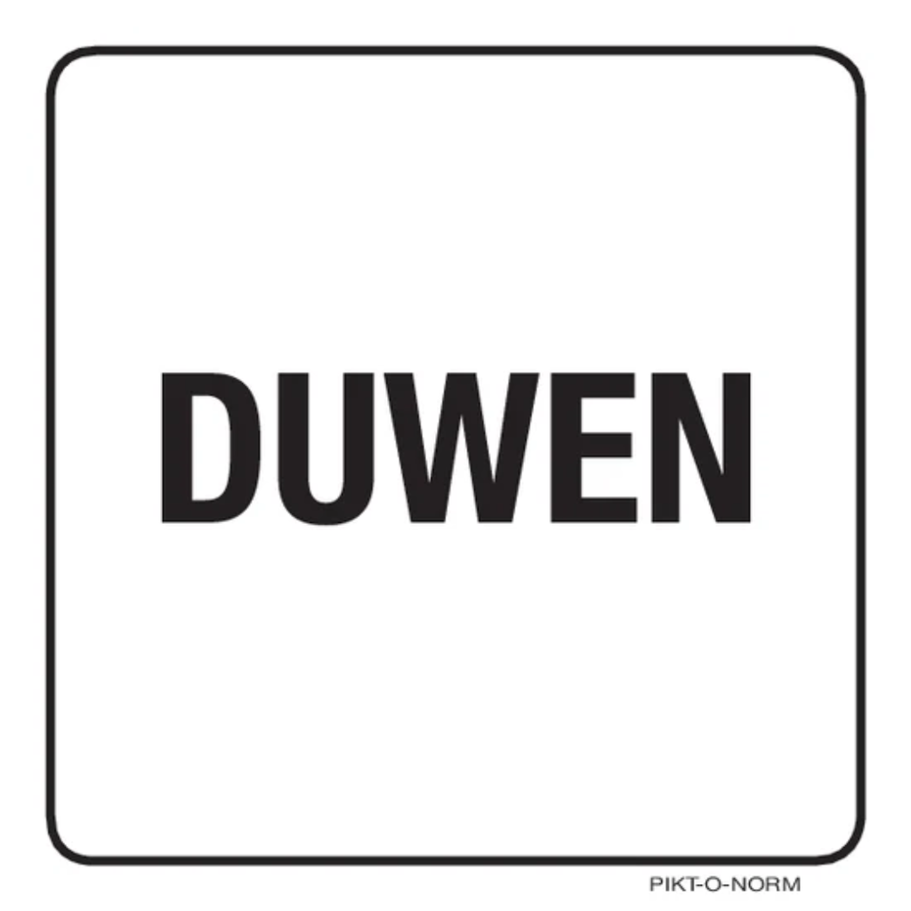Pictogram duwen tekst zwart wit