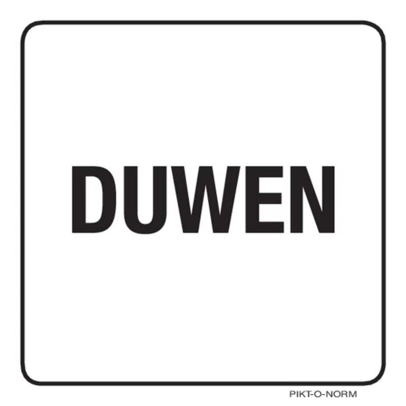Pictogram duwen tekst zwart wit