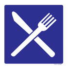 Pictogram eetgelegenheid blauw wit