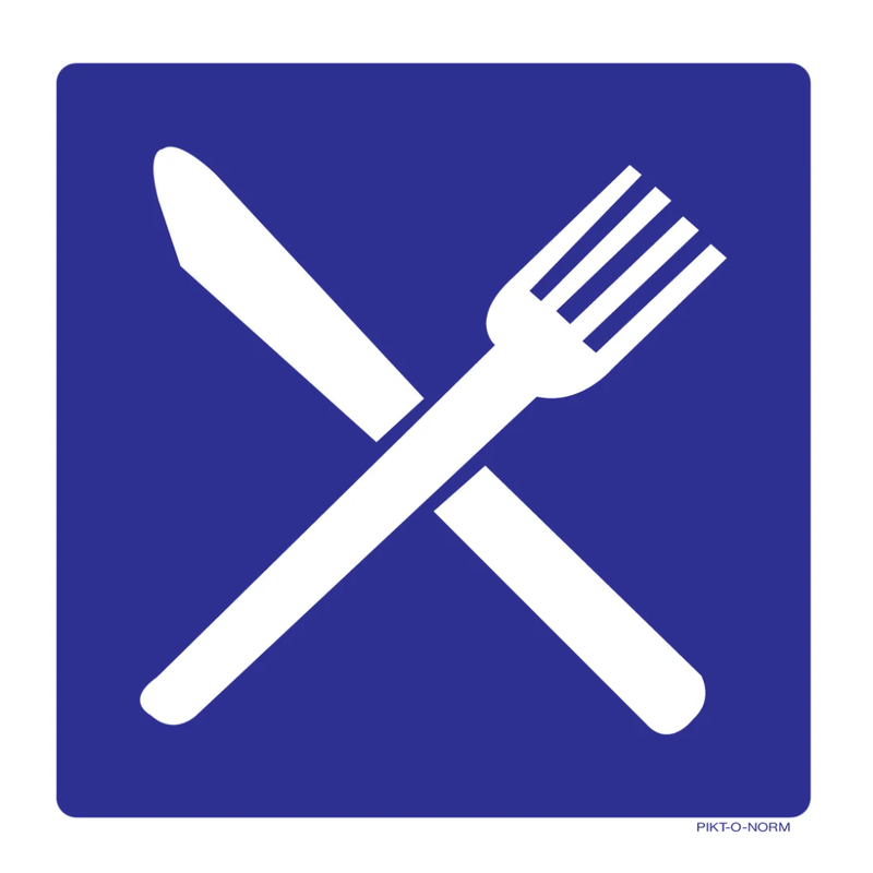 Pictogram eetgelegenheid blauw wit