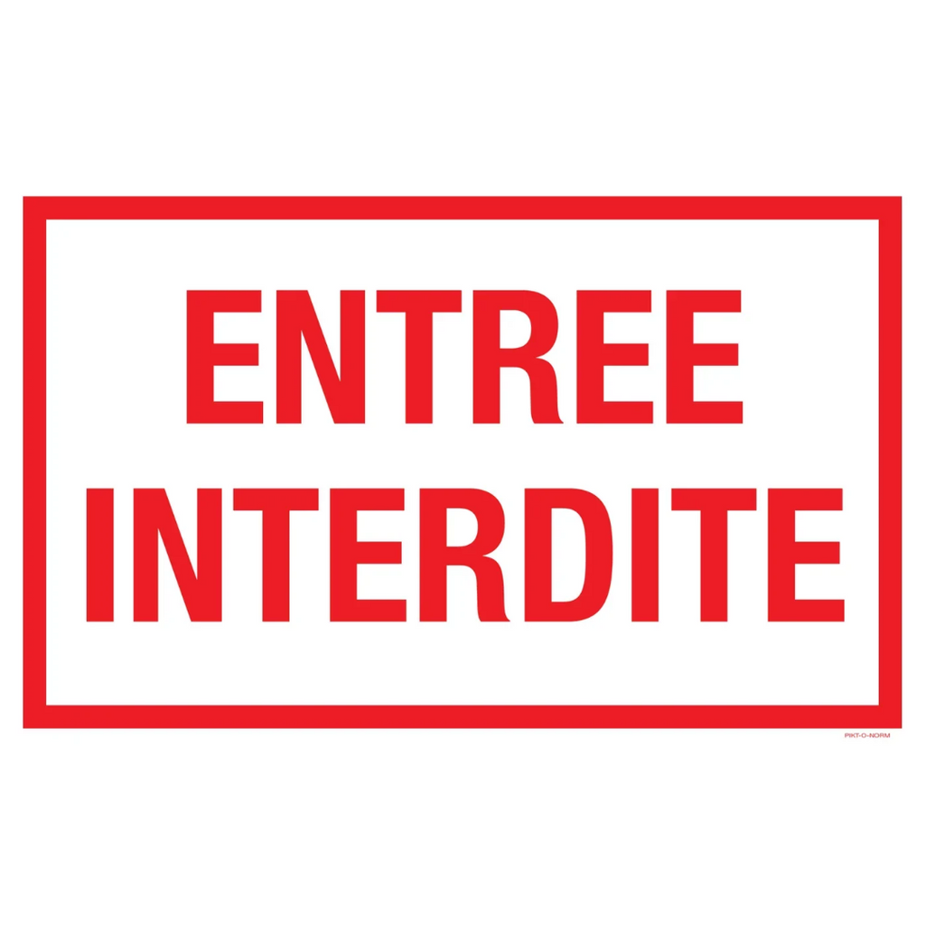 Pictogram Franstalig entree interdite tekst rood wit