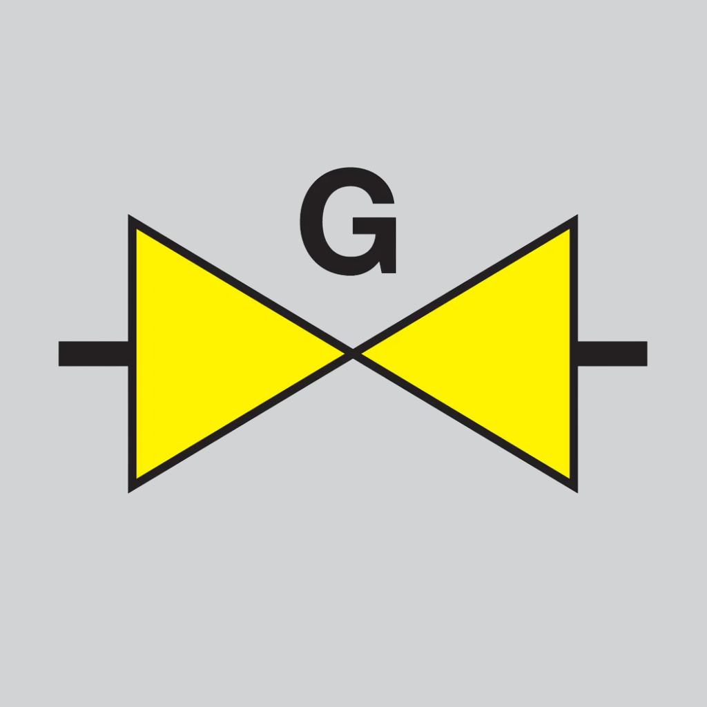 Pictogram gasafsluiter geel wit aluminium