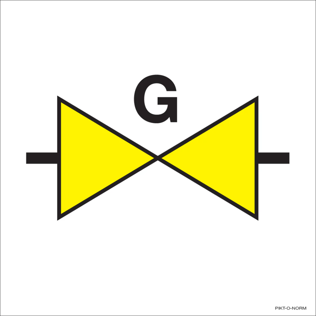 Pictogram gasafsluiter geel wit