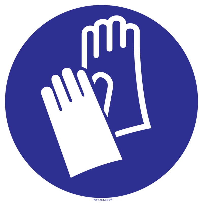 Pictogram handschoenen dragen verplicht blauw wit volgens ISO 7010