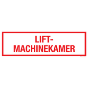 Pictogram lift-machinekamer tekst rood wit