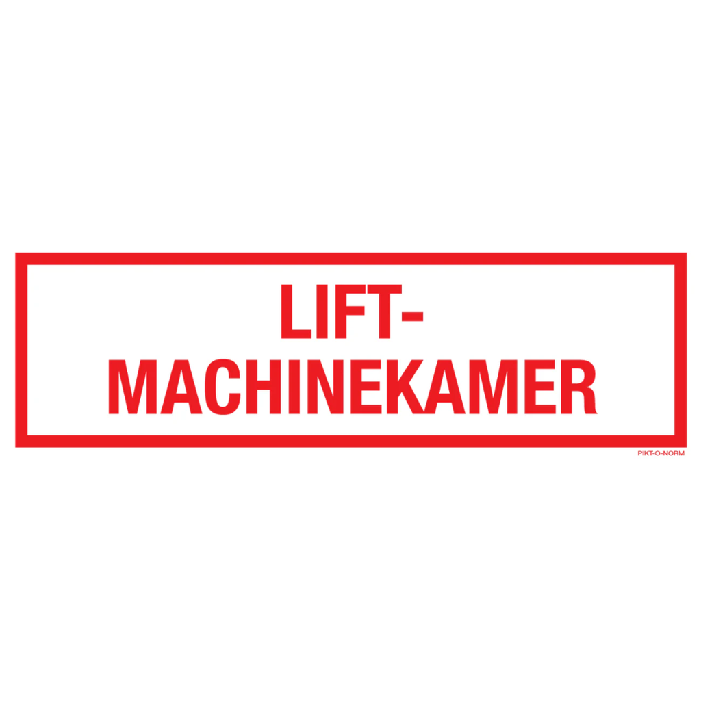 Pictogram lift-machinekamer tekst rood wit