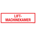 Pictogram lift-machinekamer tekst rood wit